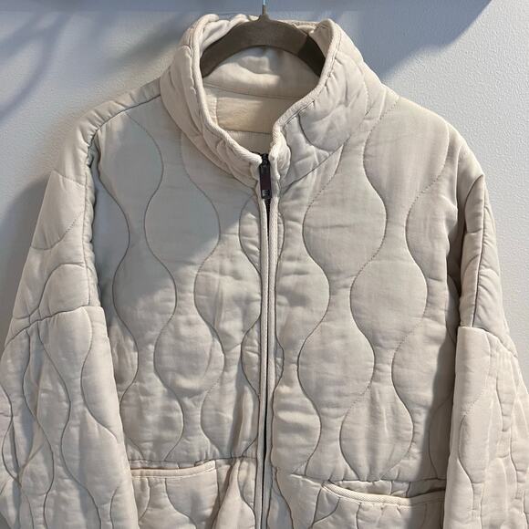 Zara Cream Colored Padded Quilted Jacket Size XL - Picture 3 of 9